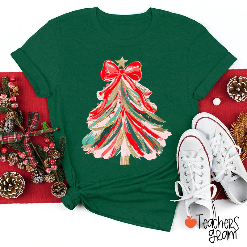 Preppy Christmas Tree Teacher T-Shirt