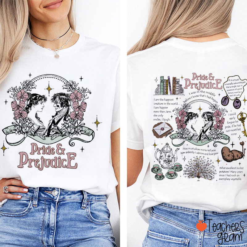 Pride And Prejudice Literature Teacher Two Sided T-Shirt