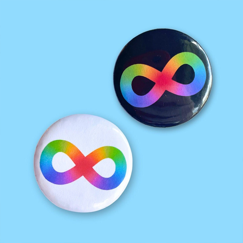 Rainbow Infinity Autism Teacher Pinback Button