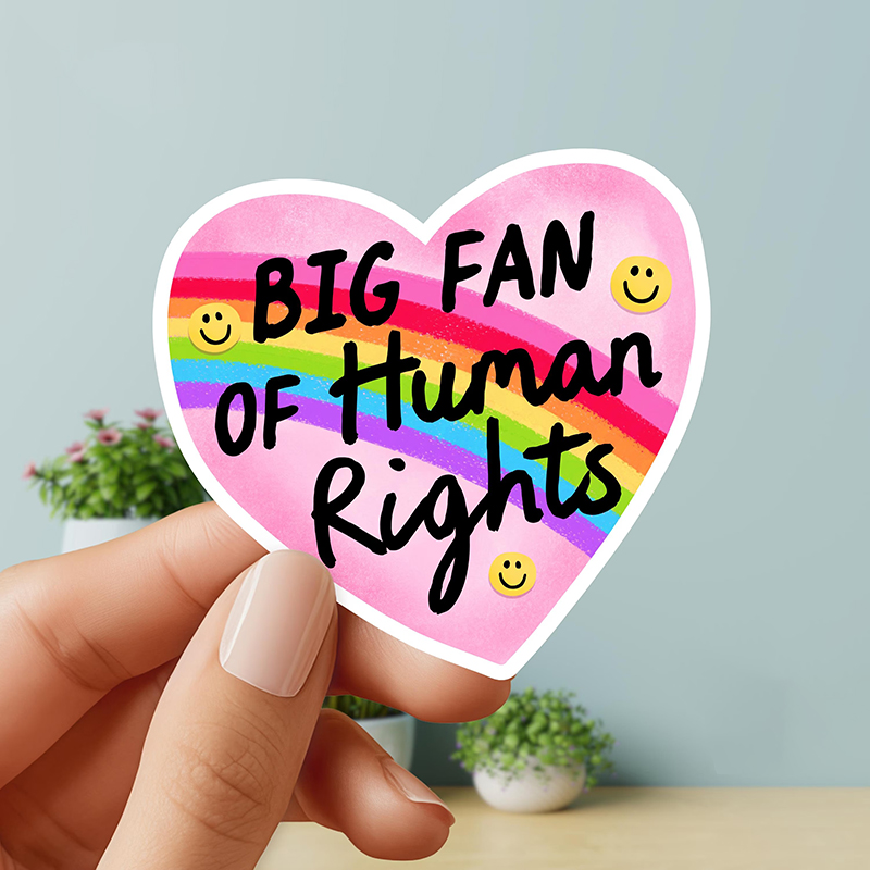 Rainbow Big Fan Of Human Rights Teacher Stickers