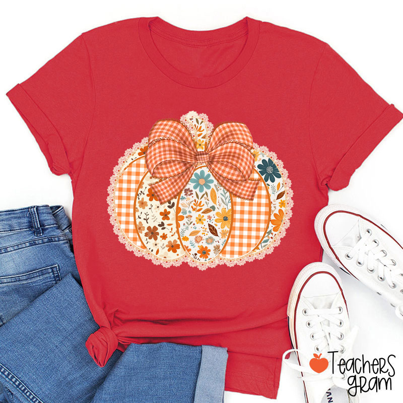 Patchwork Pumpkin Teacher T-Shirt