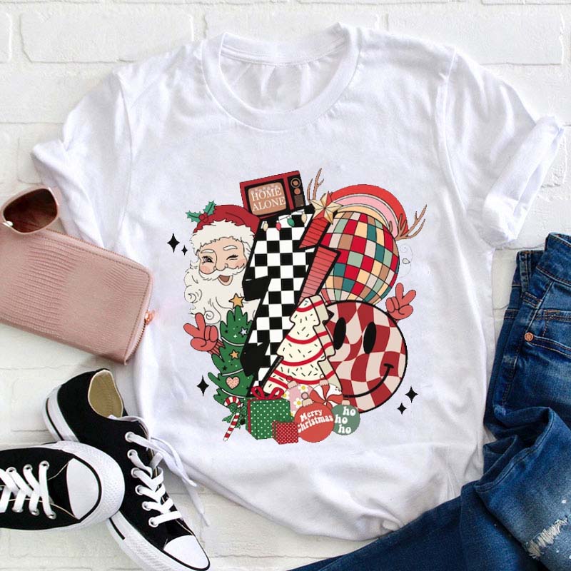 Retro Christmas Teacher T-Shirt