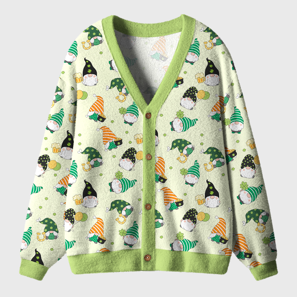 Saint Patrick's Day Gnome Ugly Cardigan Sweaters