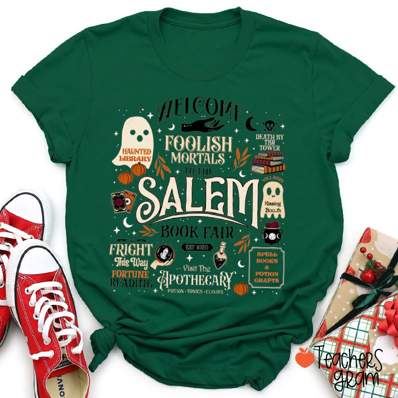 Salem Book Fair Halloween Bookish MerchTeacher T-Shirt