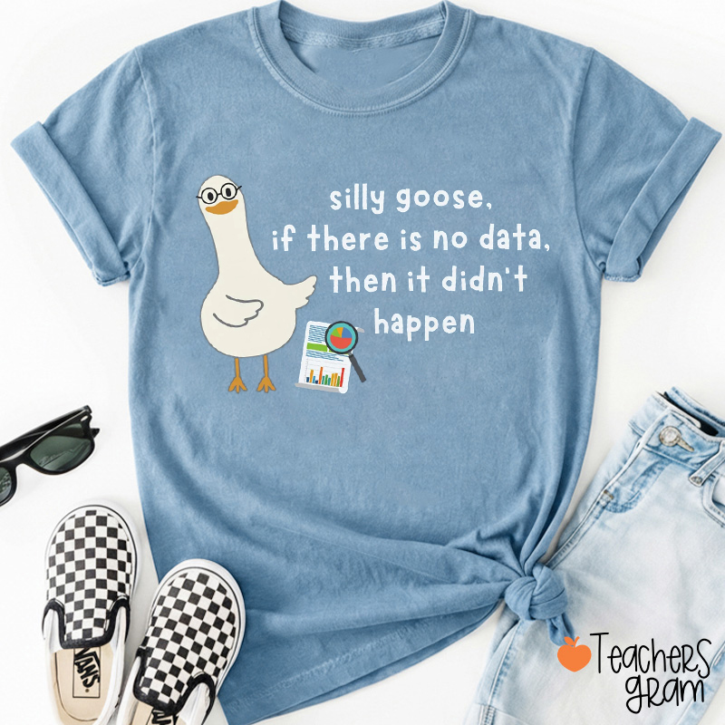 Silly Goose If There Is No Data Then It Didn't Happen Teacher T-Shirt
