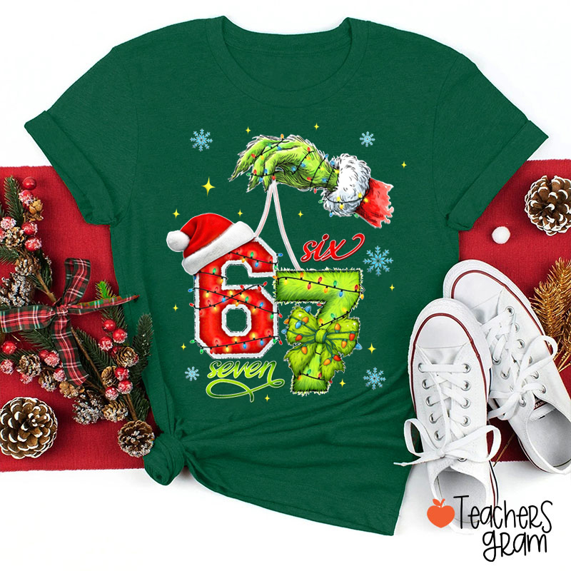 Six Seven Green Hand Teacher T-Shirt