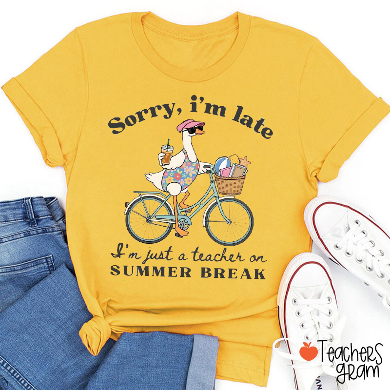 Sorry I'm Late I'm Just A Teacher On Summer Break Teacher T-Shirt