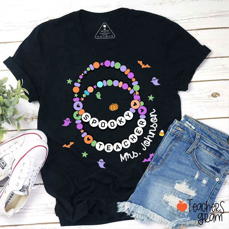Personalized Spooky Beads Halloween Teacher T-Shirt
