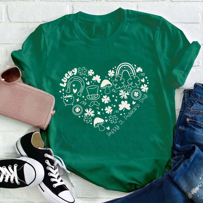 St Patricks Day Heart Teacher T-Shirt
