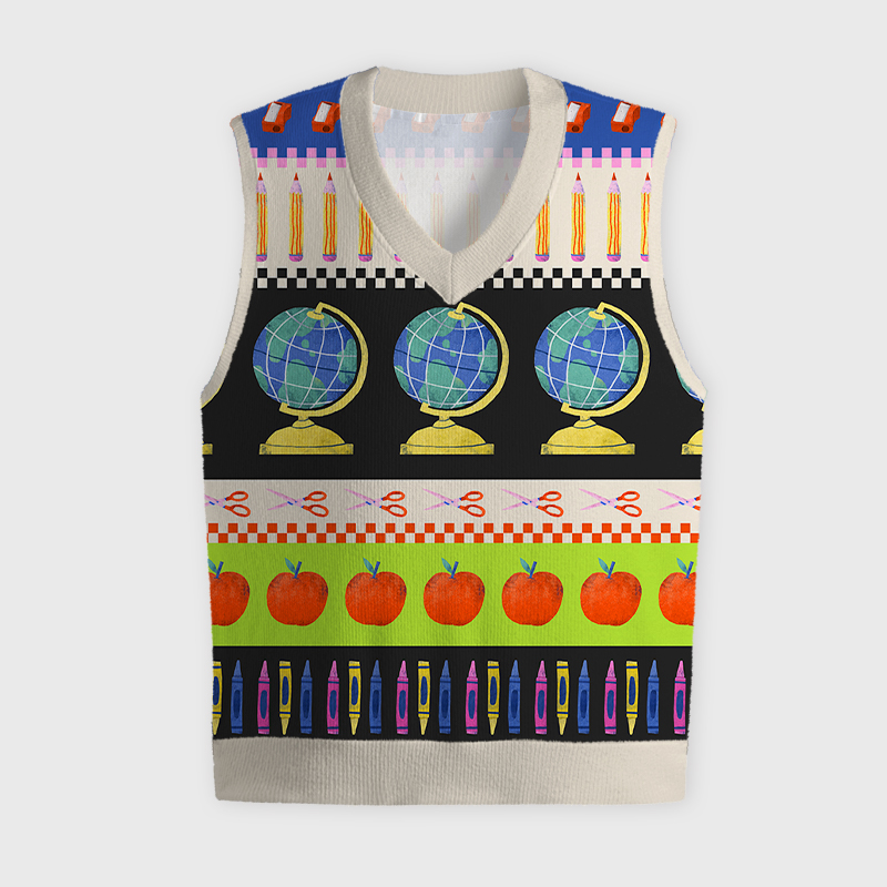 Stationery And School Life Teacher Ugly Christmas Vest