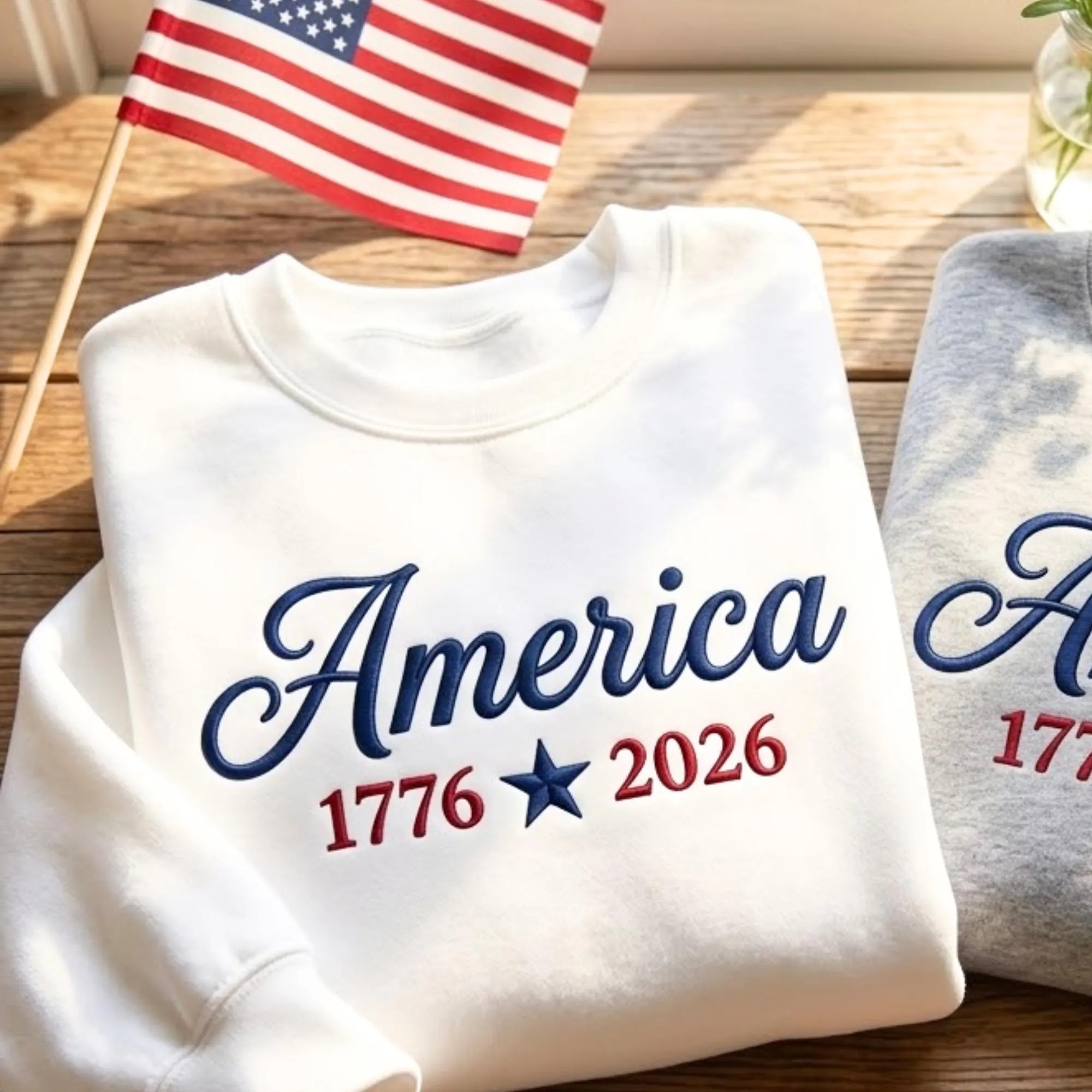 Embroidered America From 1776 To 2026 Teacher Sweatshirt