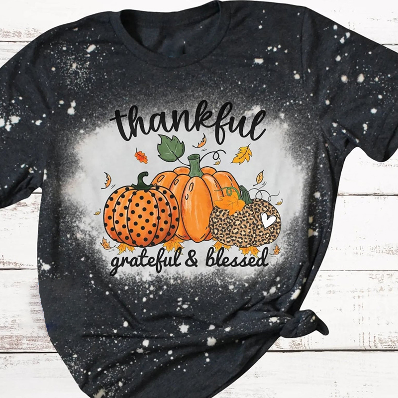 Thankful Grateful And Blessed Teacher Printed T-Shirt