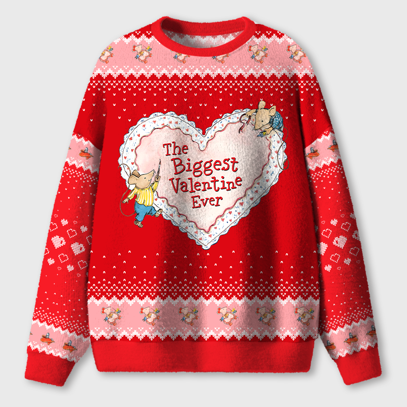 The Biggest Valentine Ever Teacher Ugly Fluffy Christmas Sweater