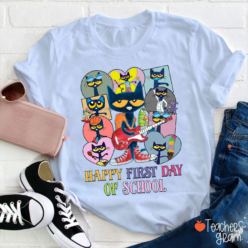 The Cool Cat Happy First Day Of School Teacher T-Shirt