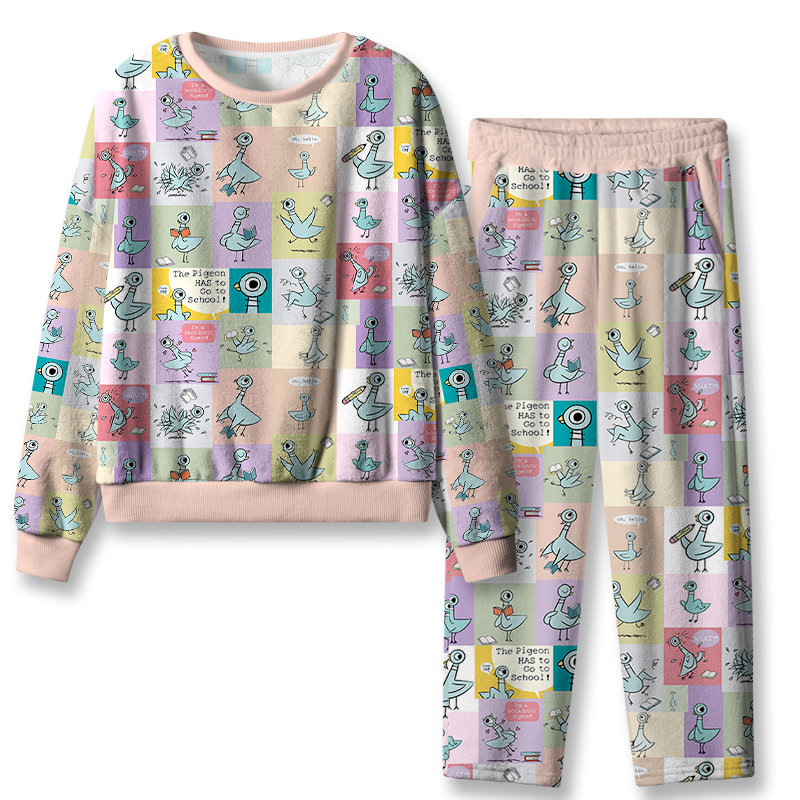 The Pigeon Has To Go To School Teacher Flannel Pajama Set