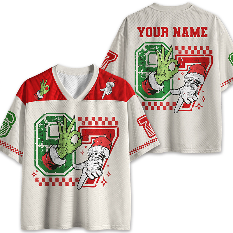 Trendy Six Seven Santa And Green Guy Teacher Mesh Jersey