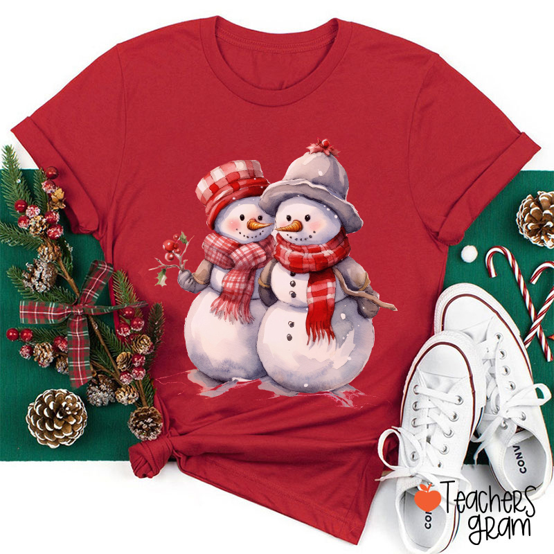 Two Snowmen Christmas Teacher T-Shirt