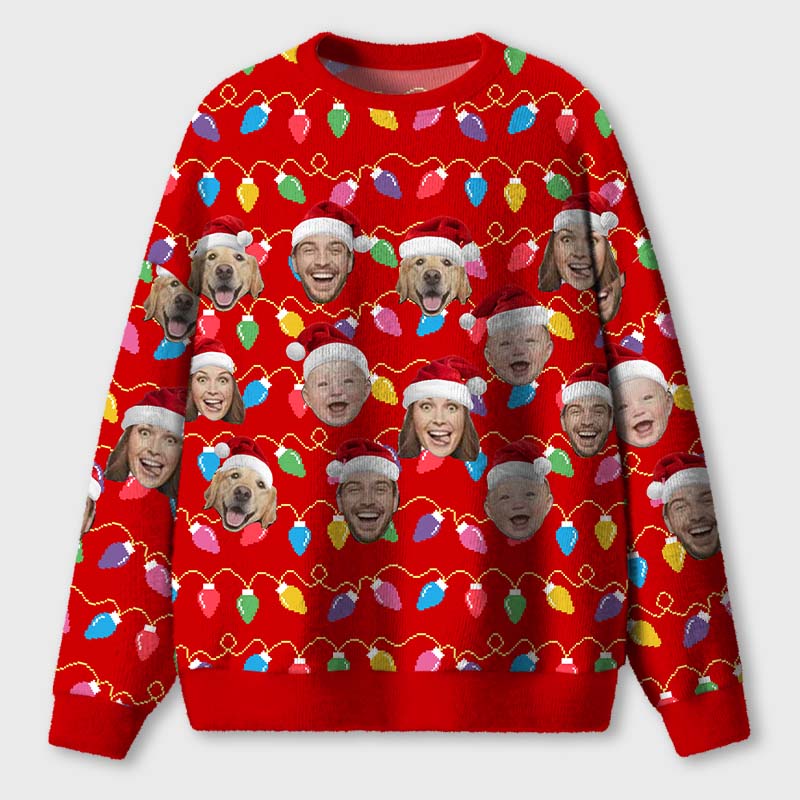 Personalized Photo Christmas Family Teacher Ugly Fluffy Christmas Sweater