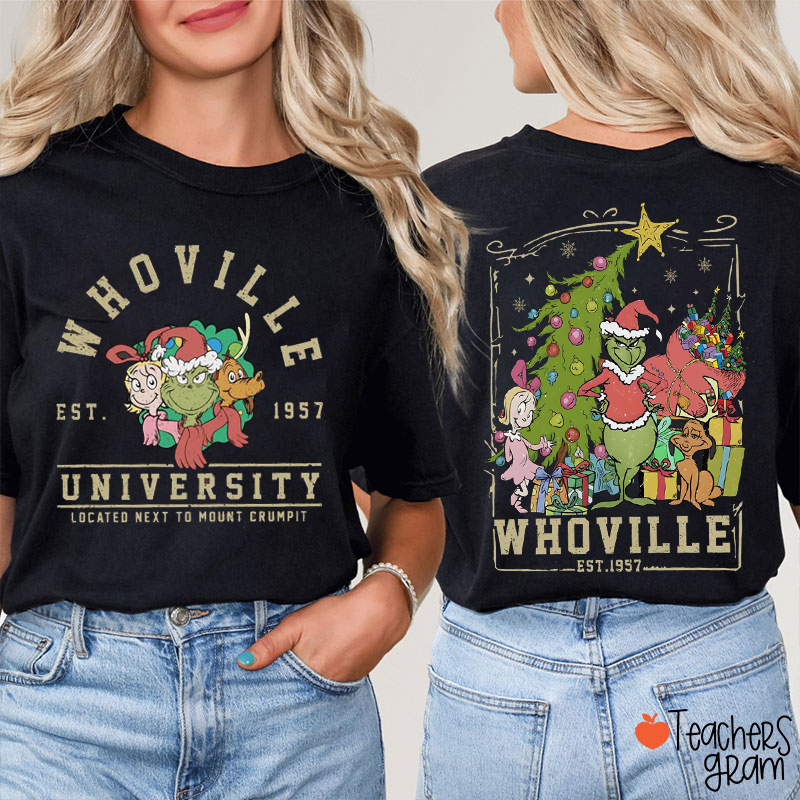 University Of Green Guy Teacher Two Sided T-Shirt