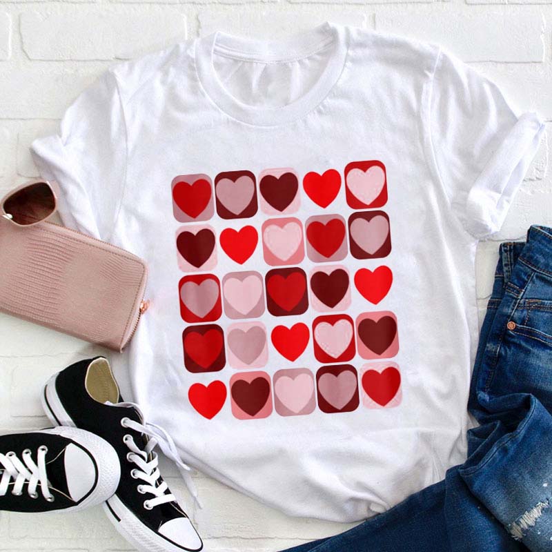 Valentine Patchwork Teacher T-Shirt