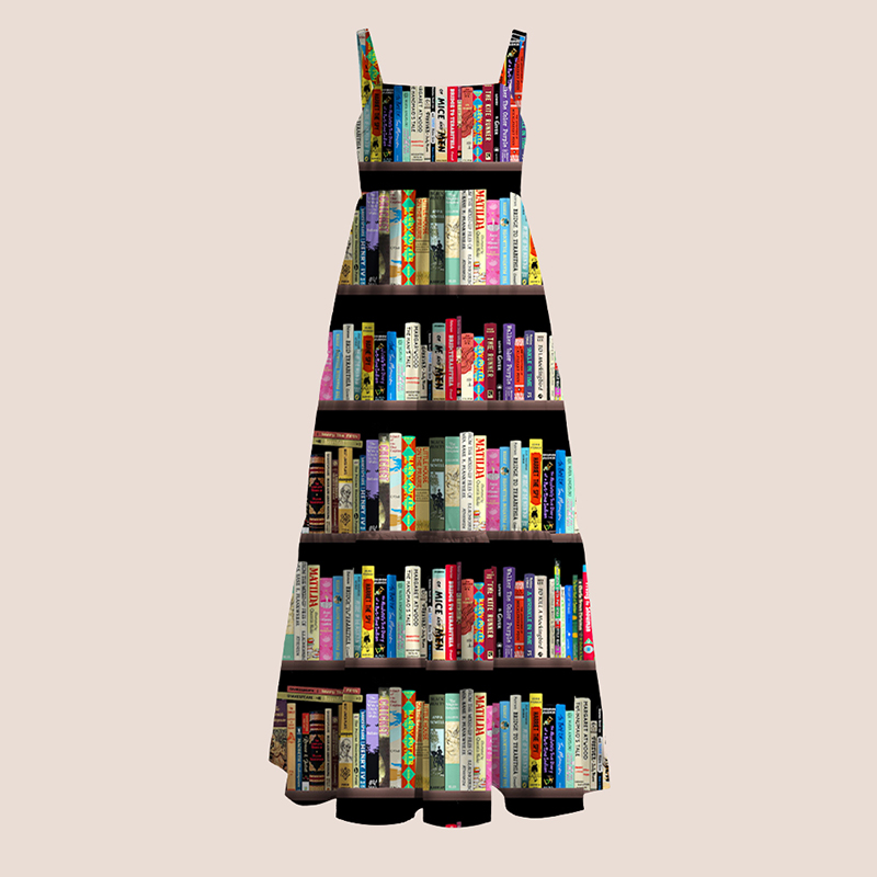 Vintage Bookshelf Teacher Slip Dress