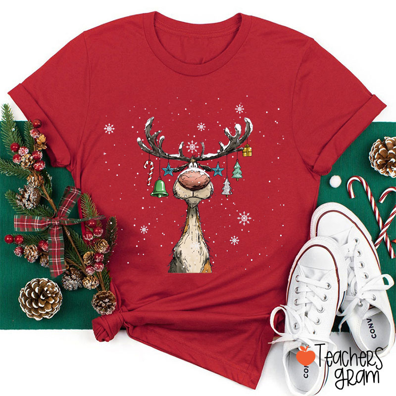 Vintage Reindeer Teacher T-Shirt