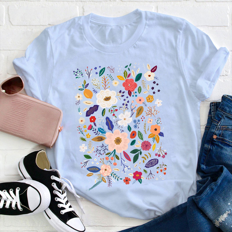 Wild Flowers Teacher T-Shirt
