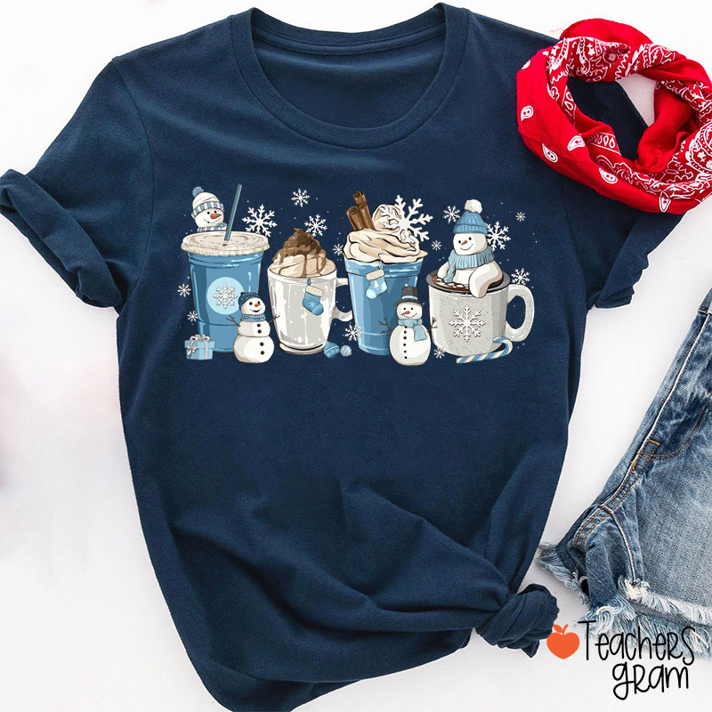 Winter Coffee Cups Teacher T-Shirt