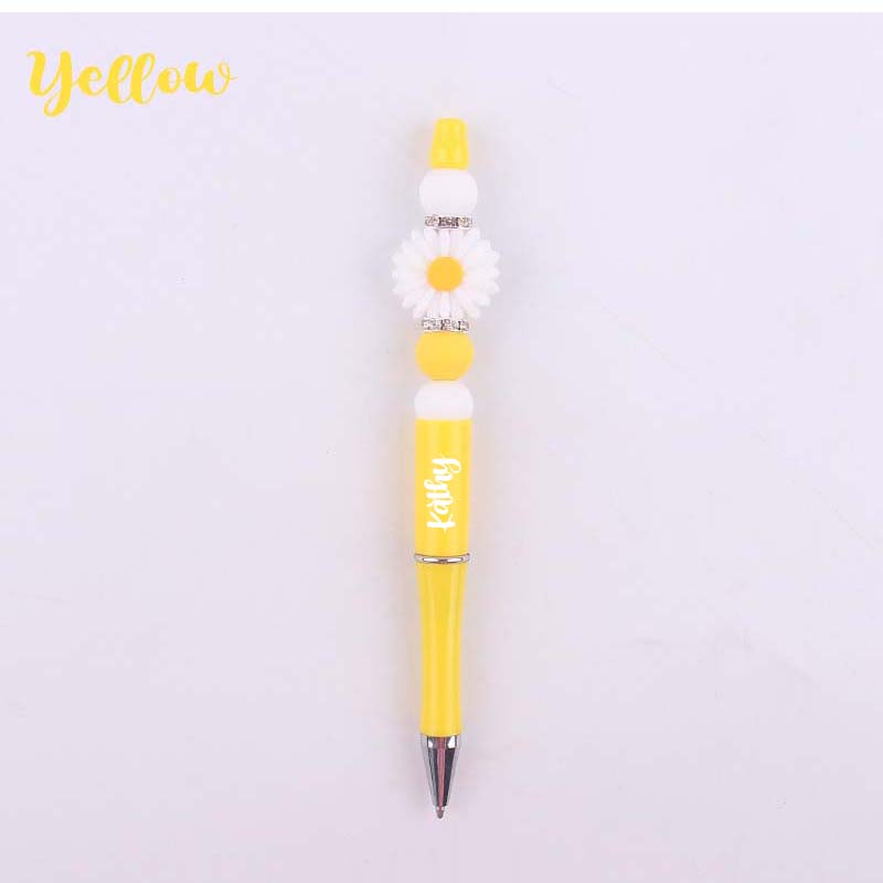Personalized Daisy Silicone Bead Ballpoint Teacher Pens(30% Off Buy 10+, 50% Off Buy 30+)