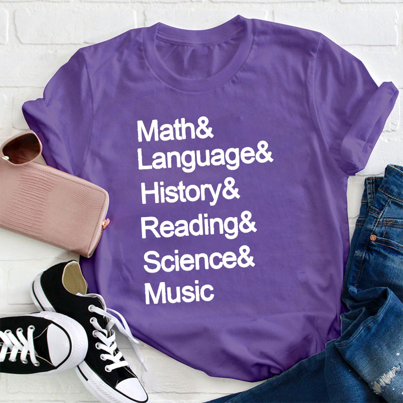 Personalized Classic Style Ampersand Names Teacher T-Shirt