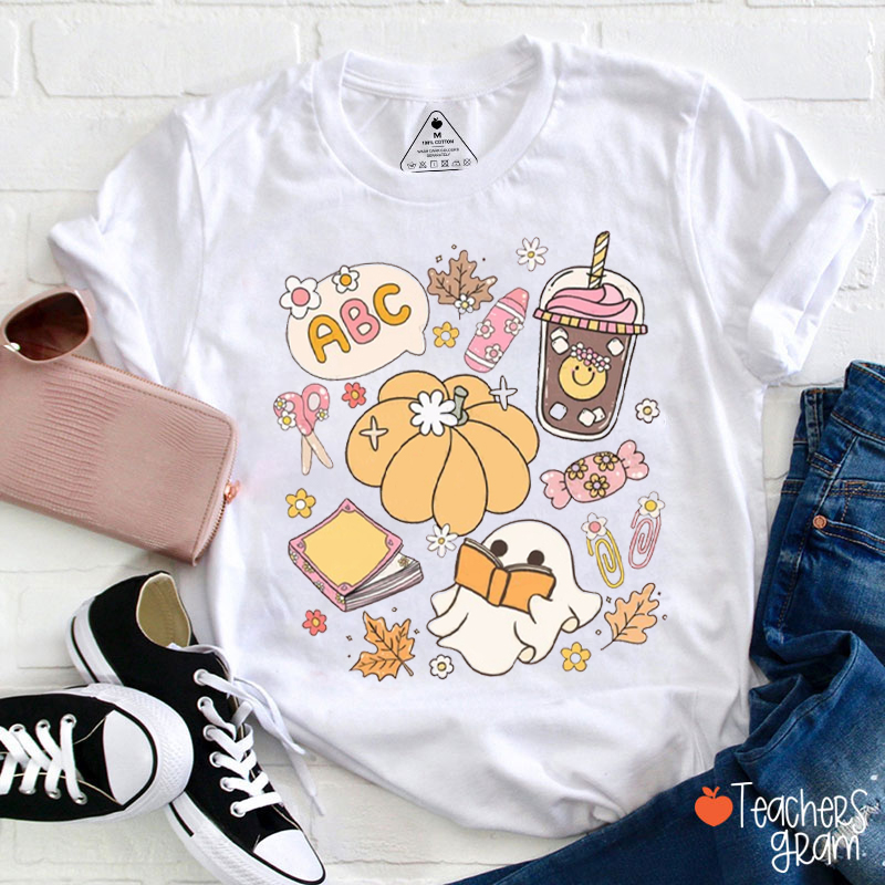 ABC Cute Ghost Teacher T-Shirt