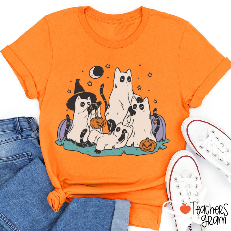 Kitty Halloween Teacher T-Shirt