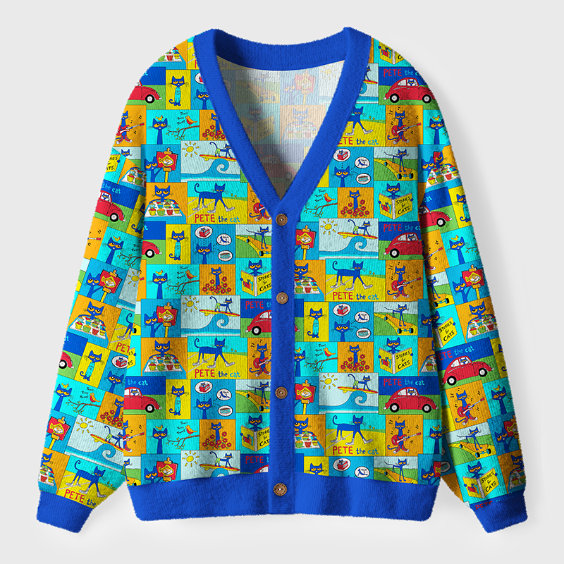 Cat's Daily Routine Teacher Ugly Cardigan Sweaters