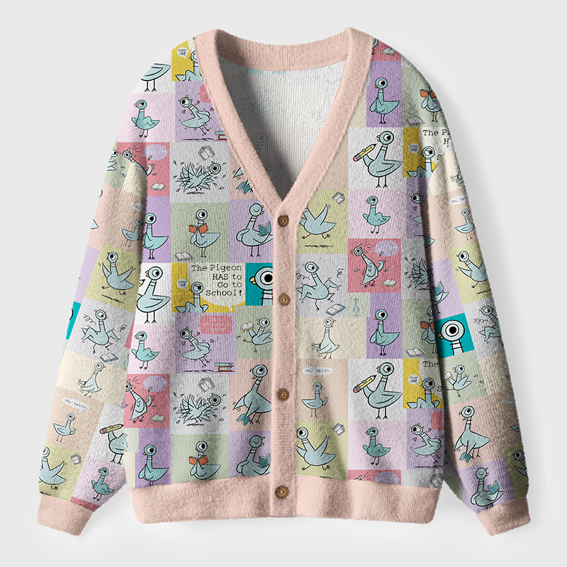 The Pigeon Has To Go To School Teacher Ugly Cardigan Sweaters