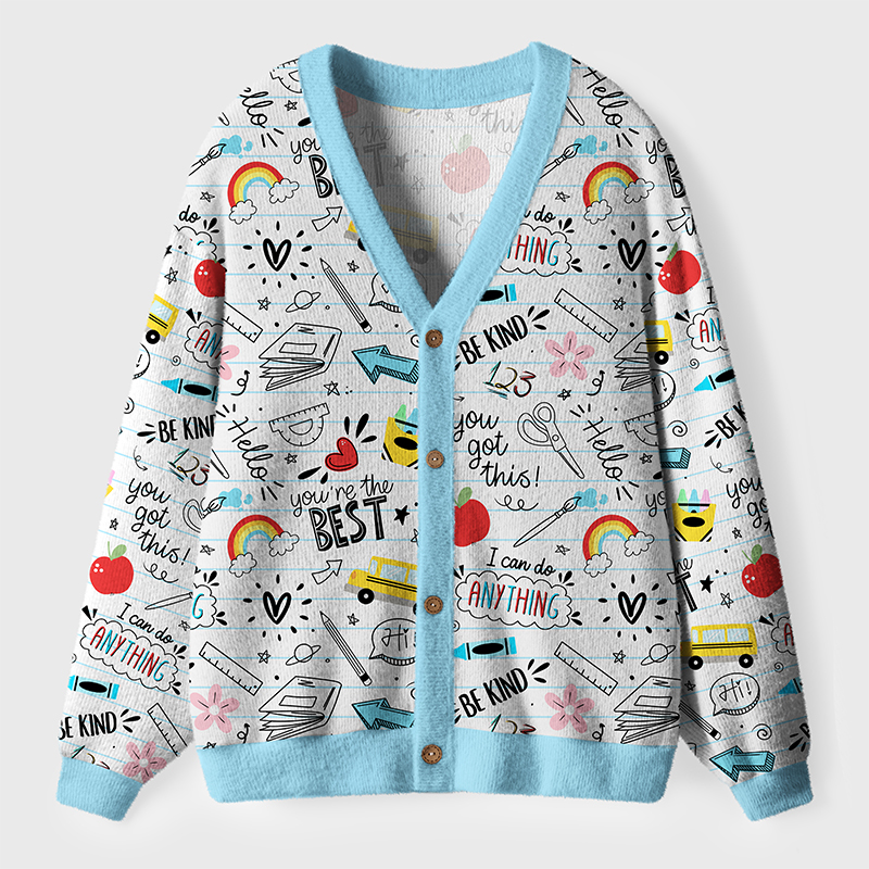 Cartoon Stationery Teacher Ugly Cardigan Sweaters