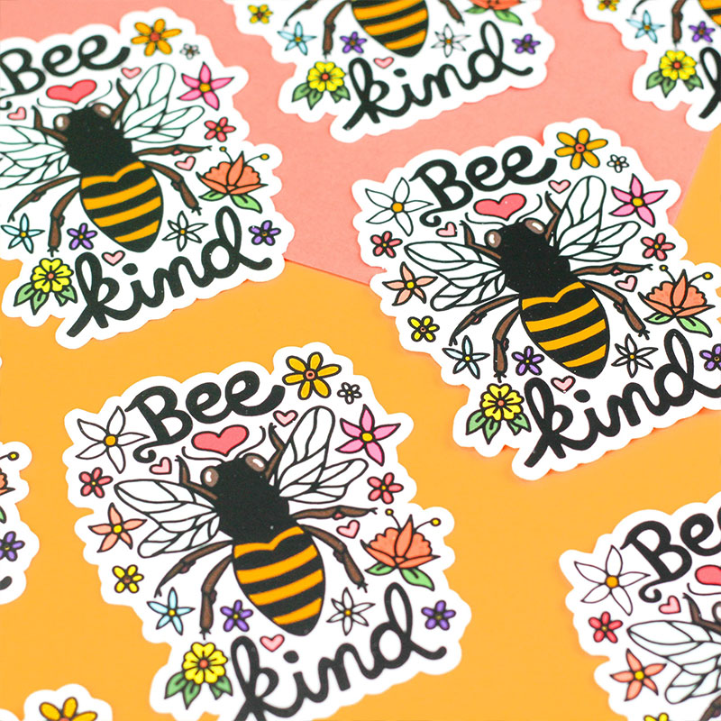 Floral Bee Kind Teacher Stickers