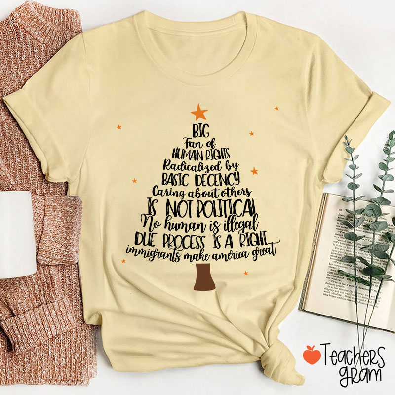 Big Fan Of Human Rights Christmas Tree Teacher T-Shirt