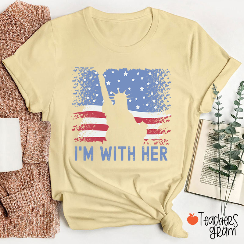 America Flag I'm With Her Teacher T-Shirt