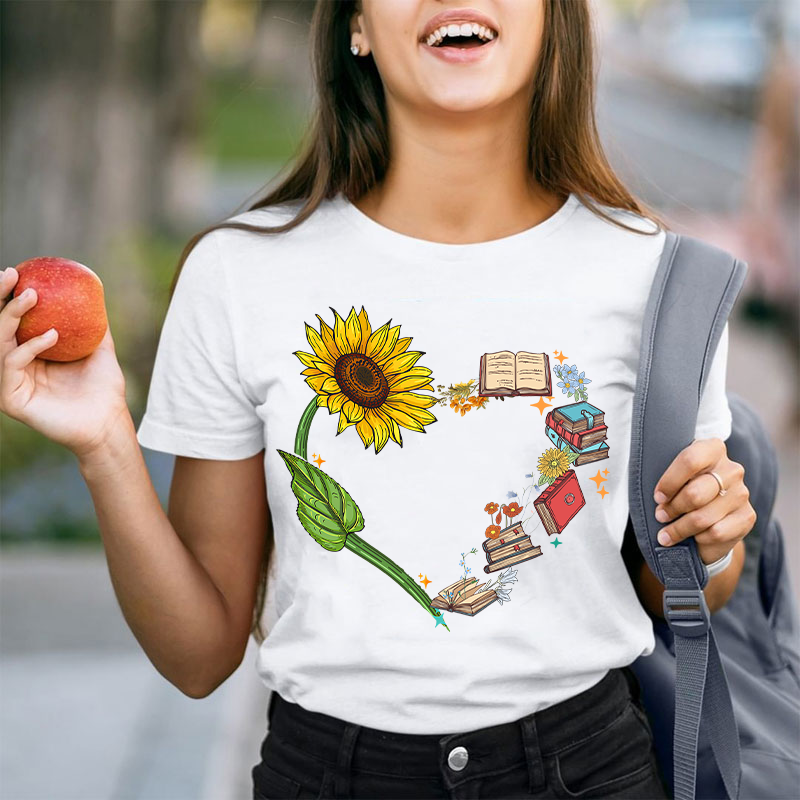 Book Heart Teacher T-Shirt