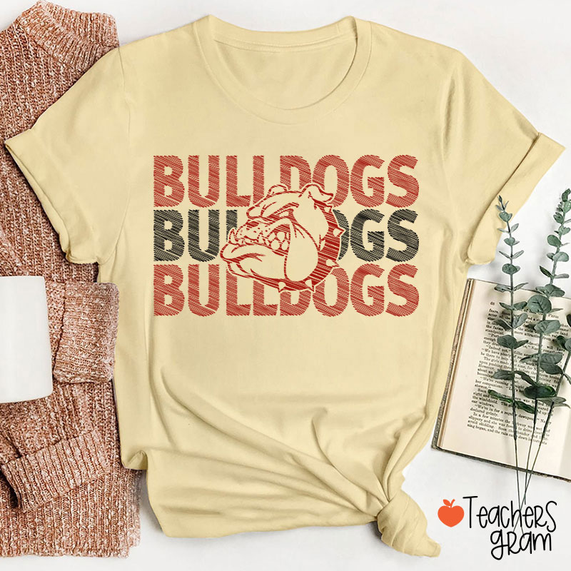 Personalized Mascot School Spirit Sketch Brushstrokes Teacher T-Shirt