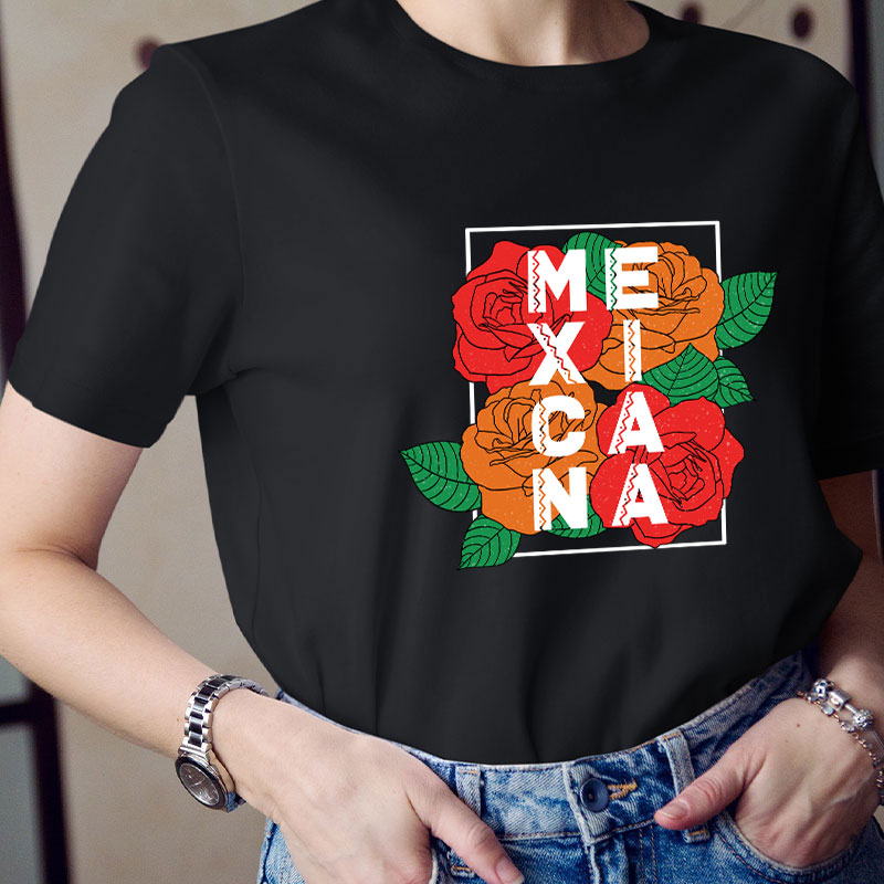 Rose Flower Mexicana Teacher T-Shirt