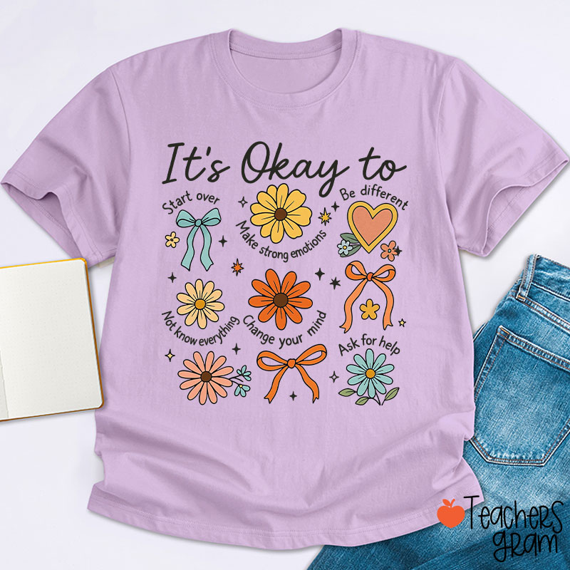 Retro Daisy It's Okay To Teacher T-Shirt
