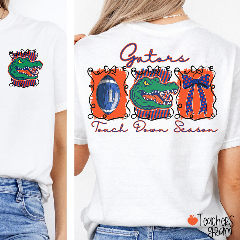 Personalized Mascot Touch Down Season Teacher Two Sided T-Shirt