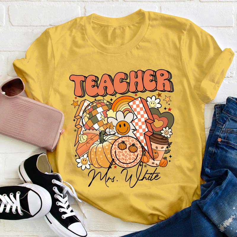 Personalized Name Fall Teacher Life Teacher T-Shirt