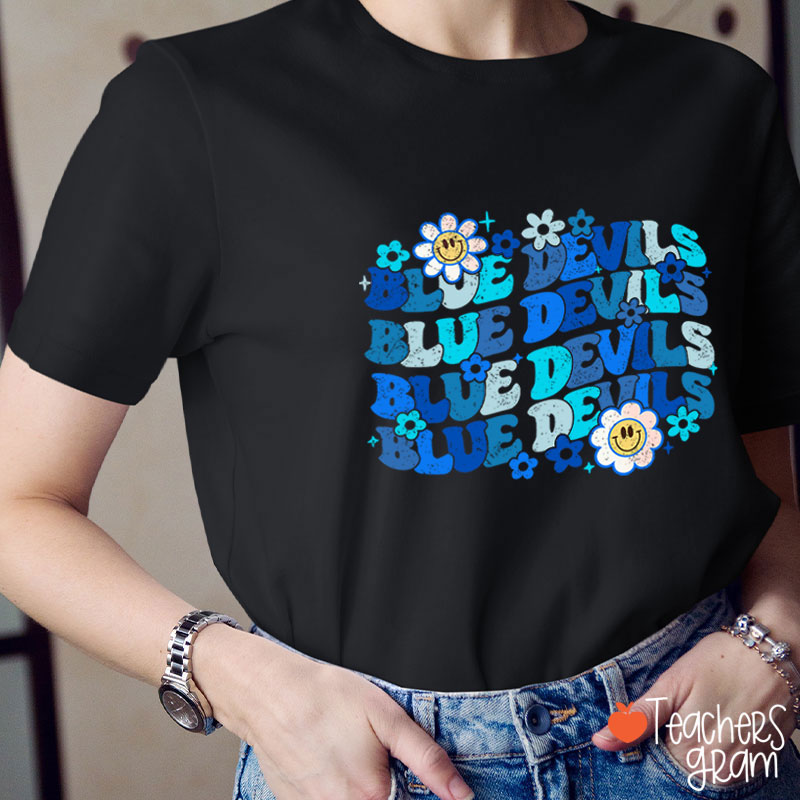 Personalized Mascot Game Day Flowers Teacher T-Shirt