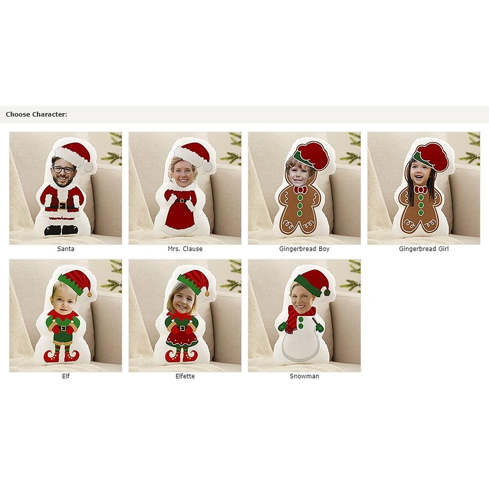 Personalized Photo Christmas Character Teacher Cushion