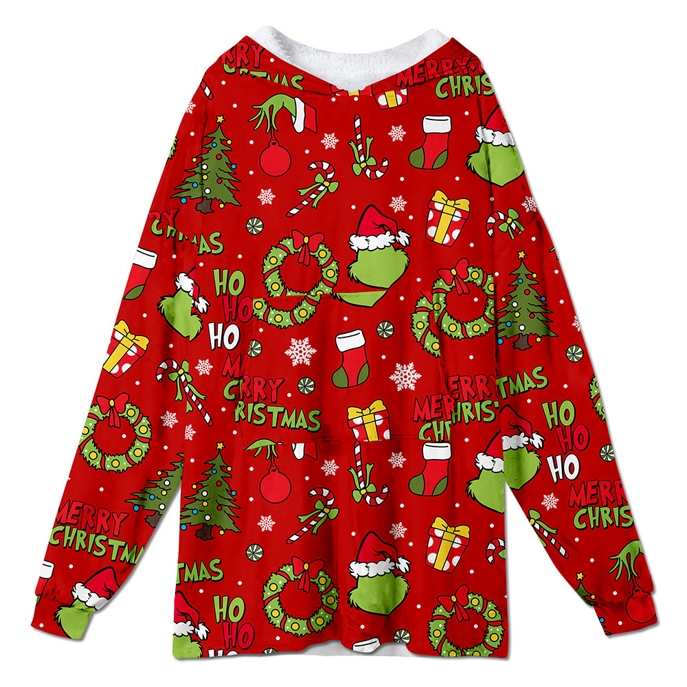 Ho Ho Ho Stole Christmas Teacher Blanket Hoodie