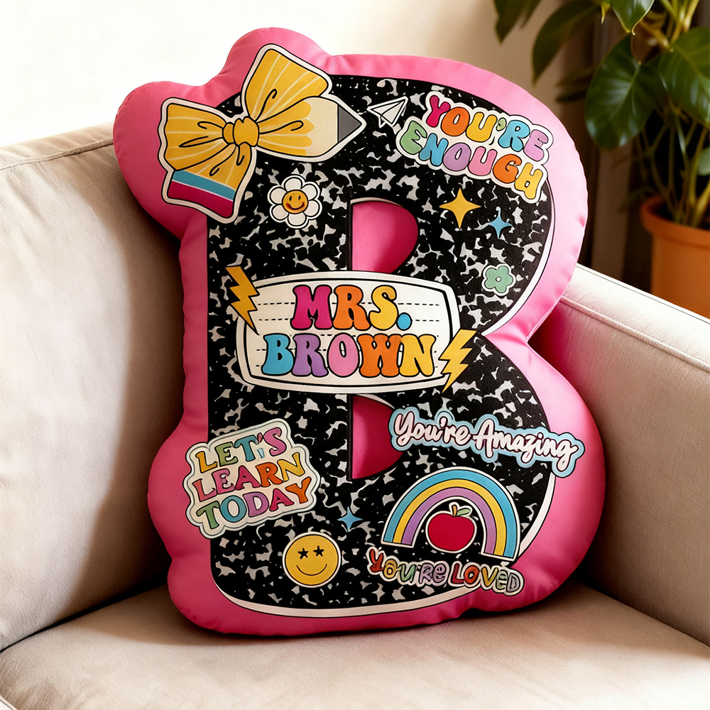 Personalized Notebook Style Name Teacher Cushion