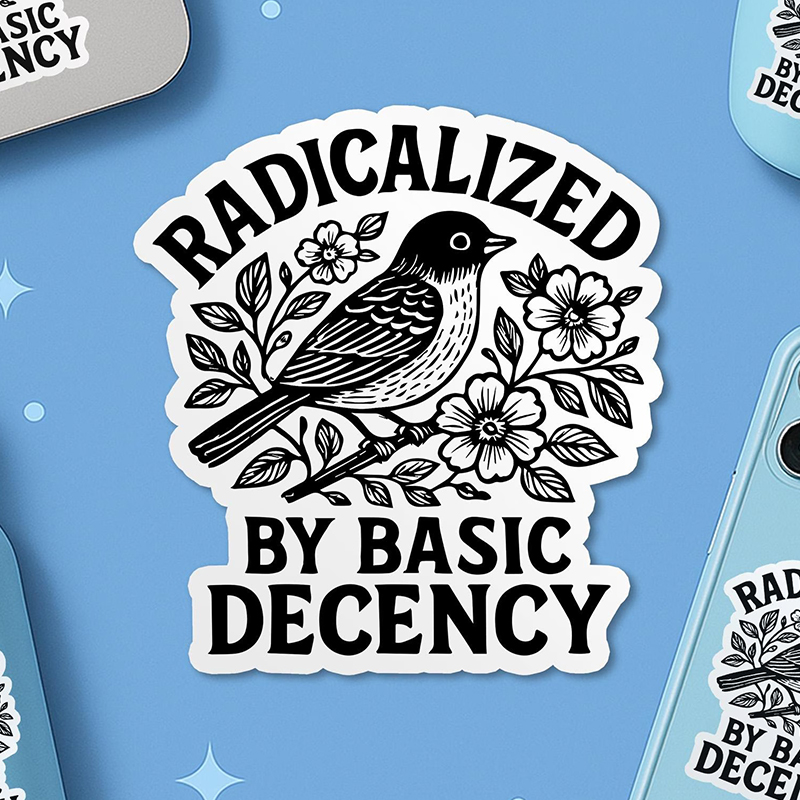 Radicalized by Basic Decency  Liberal Teacher Stickers