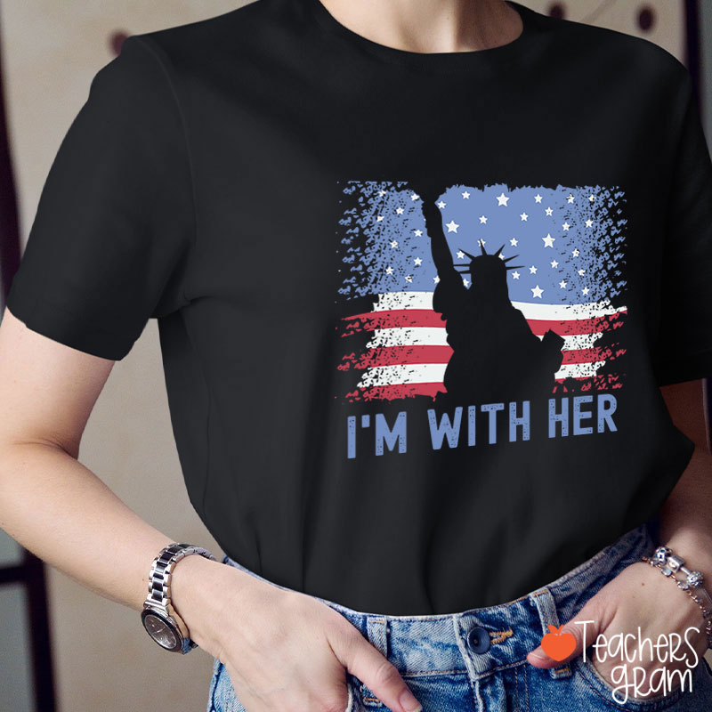 America Flag I'm With Her Teacher T-Shirt